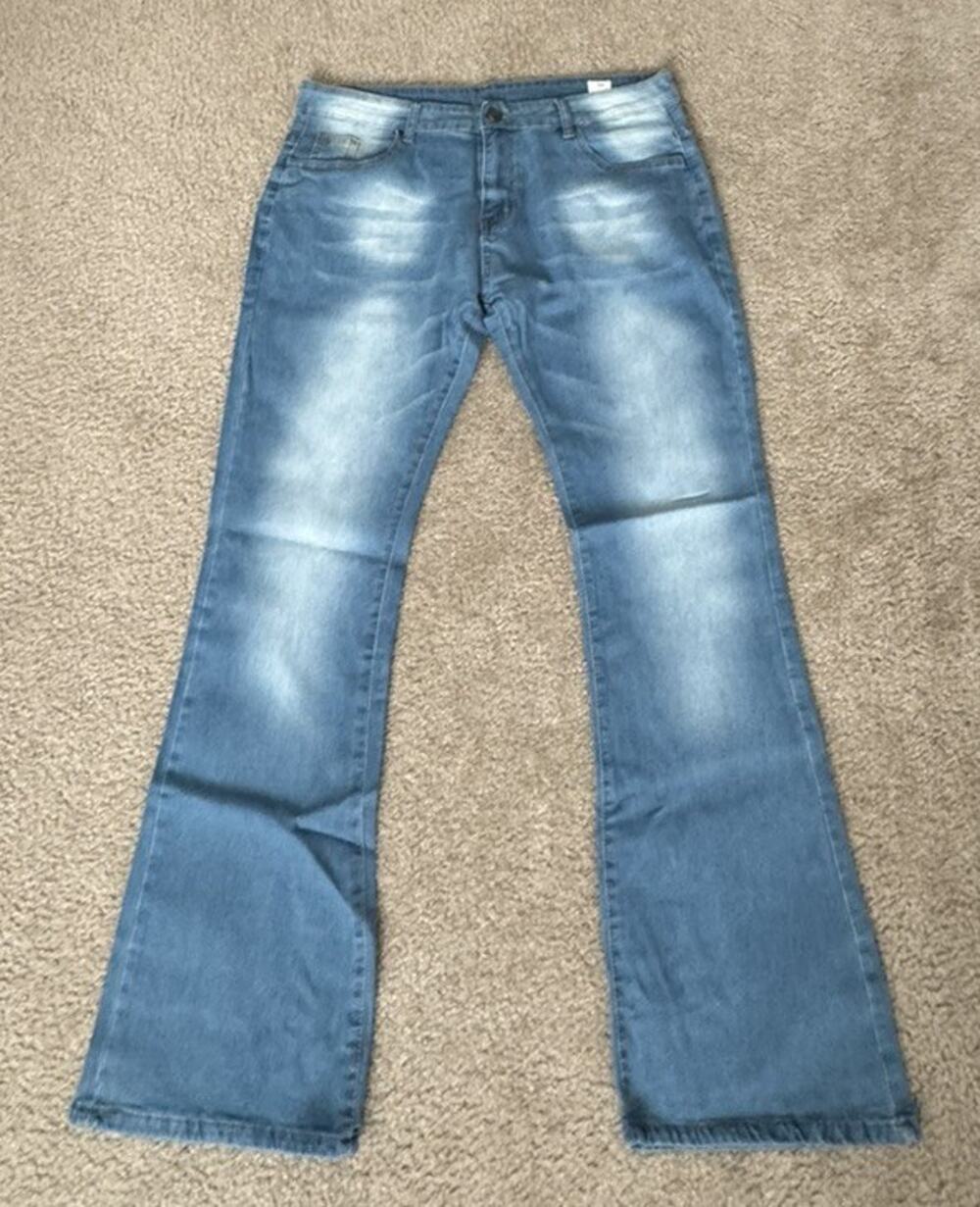 J Jeans Women XXL Light Blue Faded Wash Stretch Flare Bell Bottom Y2K NWOT
